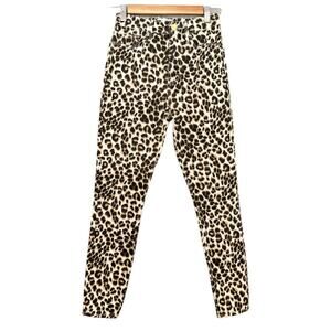 Frame Denim Jeans Ali High Rise Cigarette Leopard Print Beige Sz 25 Womens